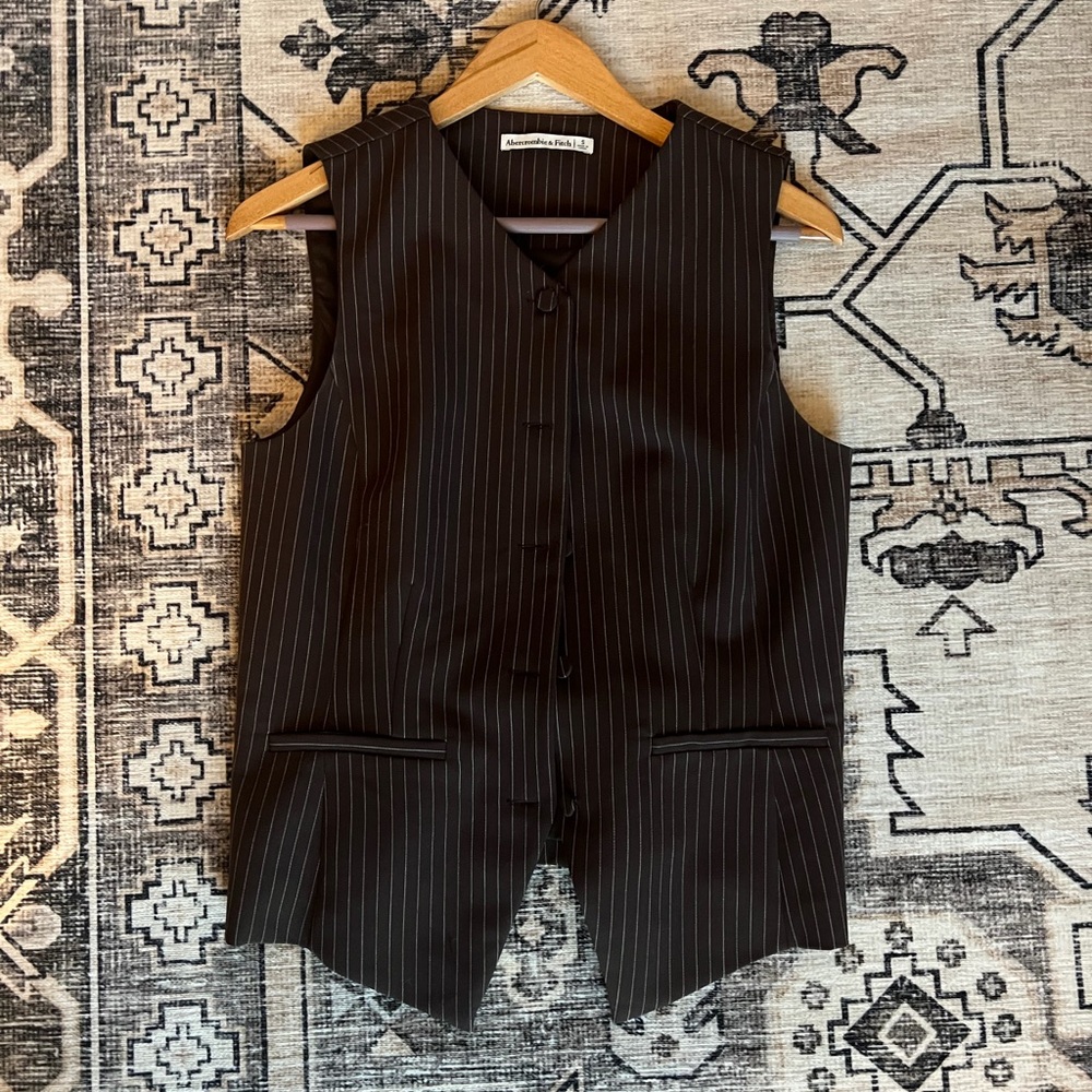 Abercrombie & Fitch Black Pinstripe Vest